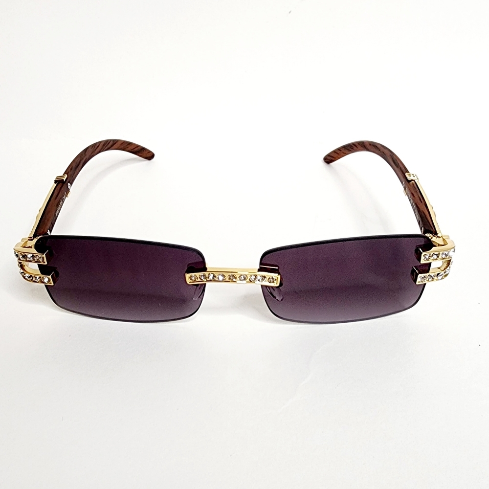 Rhinestone Temple Sunglasses | Rectangle Lens